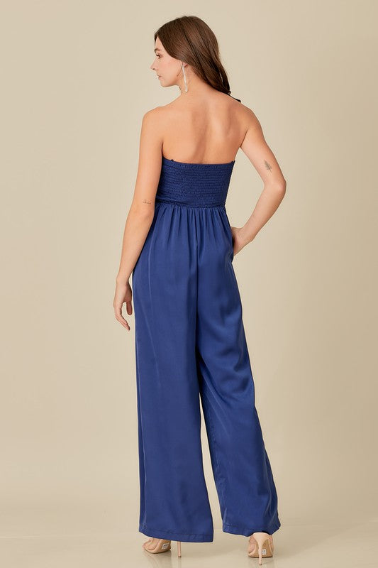 Overlapping Top Detailed Jumpsuit