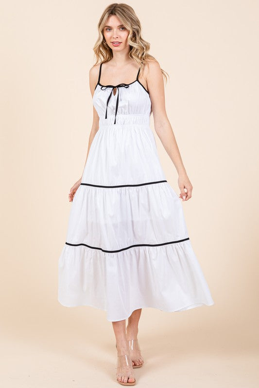 Piping Detailed Midi Sundress