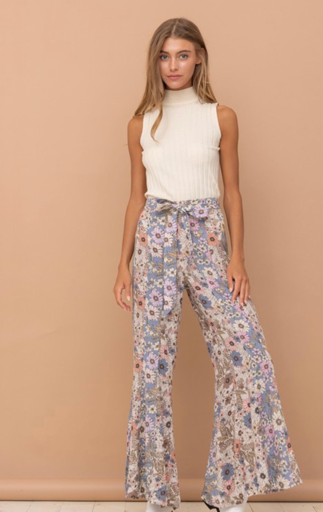 Flower Wide Leg Flare Pants